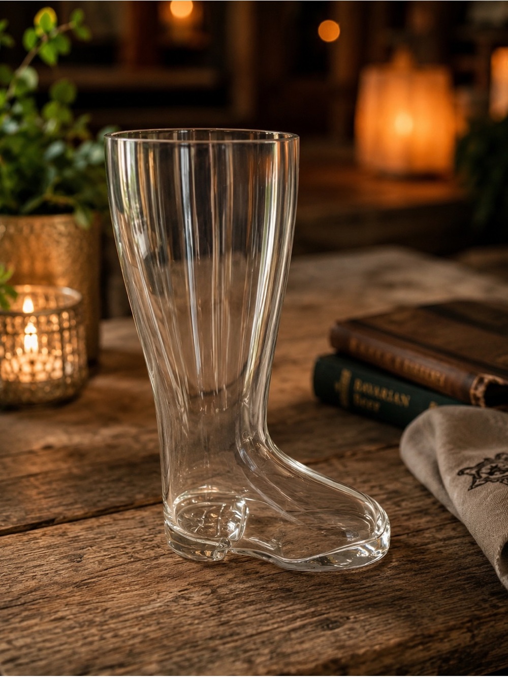 Novelty Giant Glass Boot Beer Mug Vase 40 oz Clear Glass Oktoberfest Stein